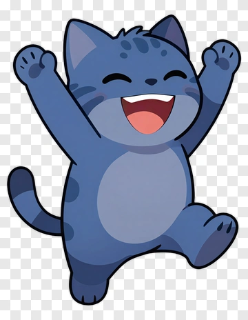 Cartoon Cat Jumping With Joy PNG