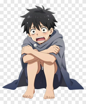 Surprised Boy Sitting With A Blanket PNG