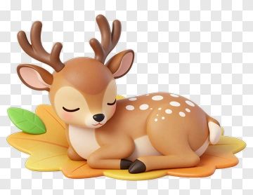 Cartoon Deer Sleeping On A Leaf PNG