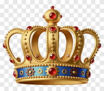 Golden Crown With Red Gems PNG