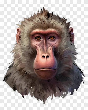 Realistic Baboon Portrait PNG