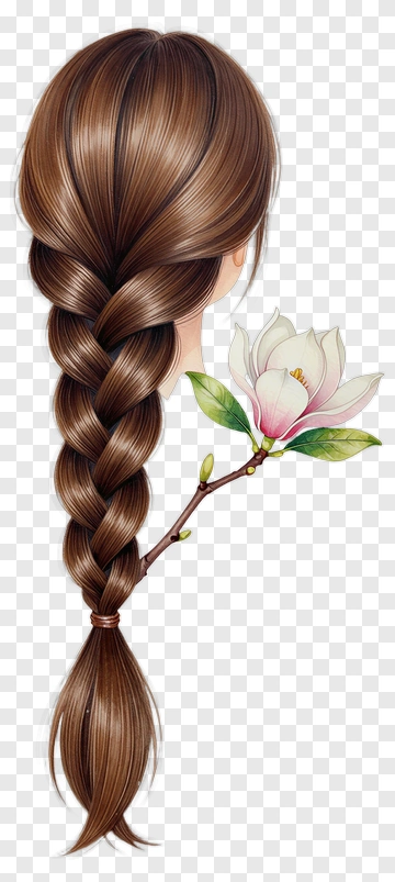Girl With Braided Hair And Magnolia Flower PNG