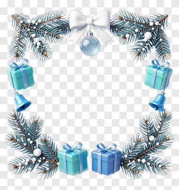 Christmas Wreath With Gifts And Bells PNG