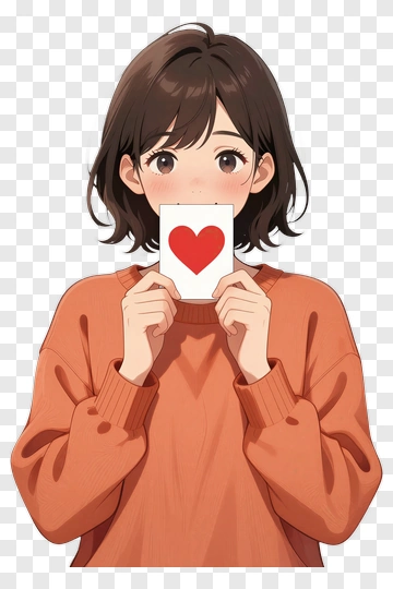 Woman Holding A Heart Card PNG
