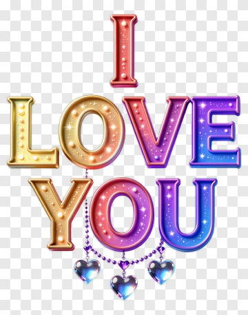 Colorful I Love You Text With Hearts PNG