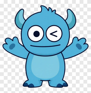 Cartoon Blue Monster Waving PNG