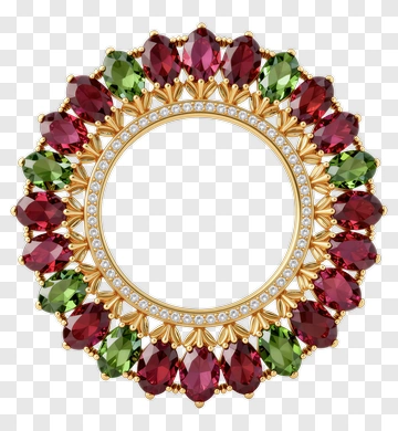 Gold Frame With Colorful Gemstones PNG