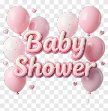 Baby Shower Celebration With Pink Balloons PNG