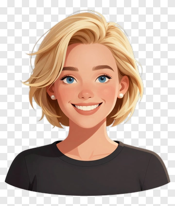 Cartoon Woman With Short Blonde Hair PNG