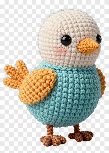 Felt Bird With Orange Beak And Wings PNG
