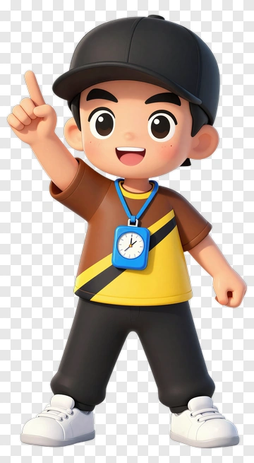 Cartoon Boy Holding Up Finger PNG
