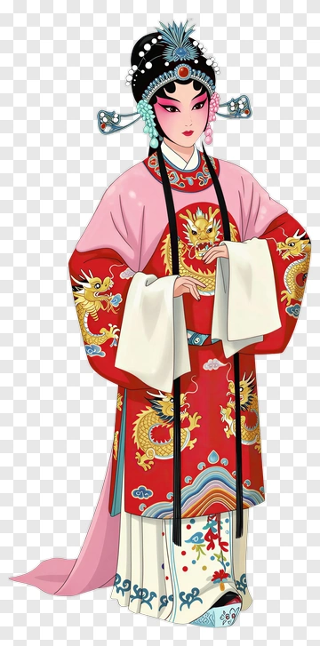 Traditional Chinese Opera Performer In Red Costume PNG