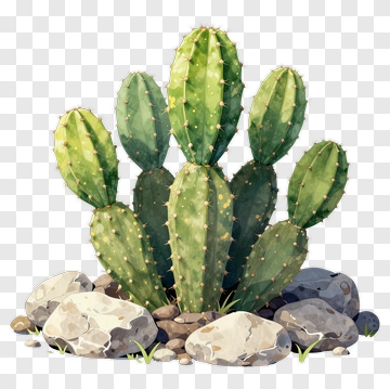 Cactus Surrounded By Rocks PNG