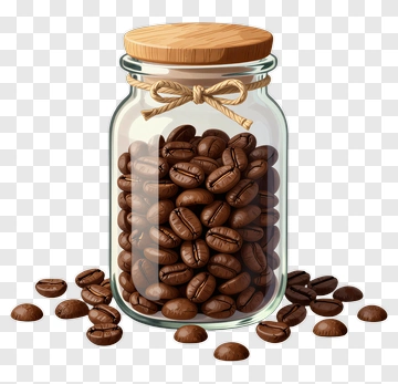 Glass Jar Filled With Coffee Beans PNG