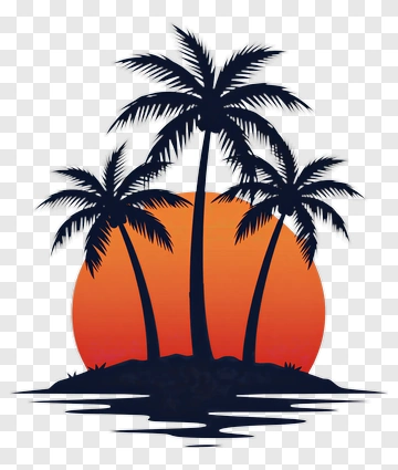 Silhouette Of Palm Trees Against A Sunset PNG