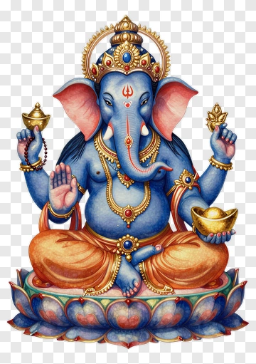 Colorful Ganesh Sitting On A Lotus PNG