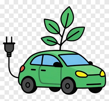 Electric Car With Leaves PNG