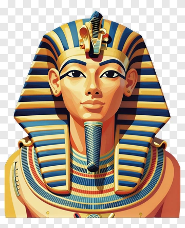 Cartoon Pharaoh Bust With Blue And Gold Headdress PNG