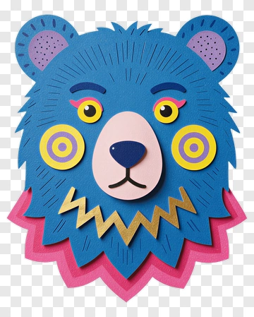 Colorful Bear Head Decoration PNG