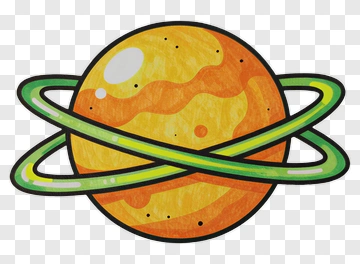 Cartoon Planet With Green Rings PNG
