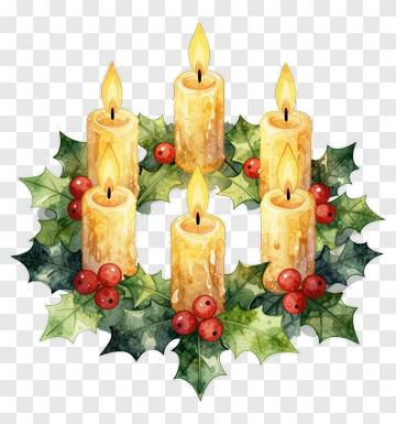 Christmas Candles In A Holly Wreath PNG