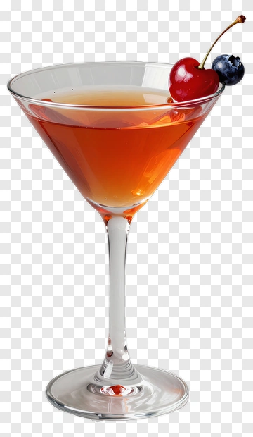 Cocktail With Cherry And Blueberry Garnish PNG