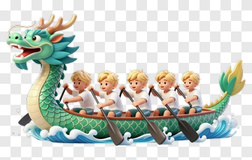 Dragon Boat Race With Children Rowing PNG