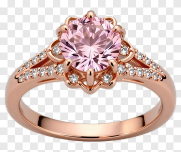 Rose Gold Ring With Pink Gemstone PNG