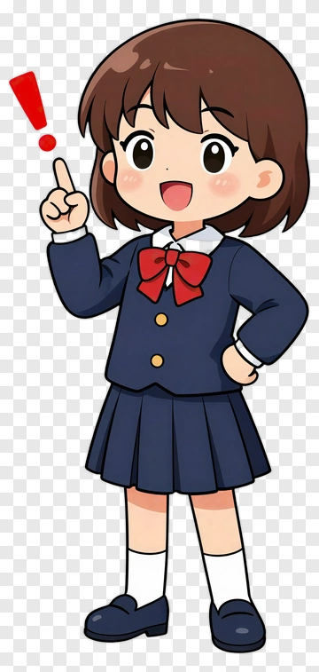 Cartoon Girl In School Uniform Pointing Up PNG