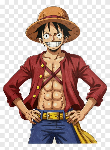 Anime Character With Straw Hat And Open Shirt PNG