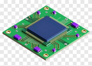 3D Microchip With Circuit Board PNG