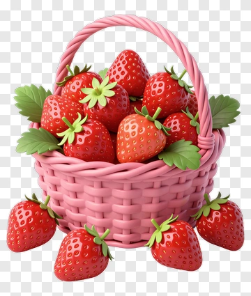 Colorful Strawberry Basket PNG