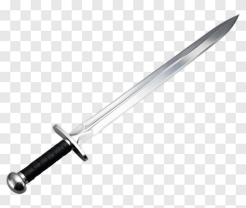 Silver Sword With Black Handle PNG