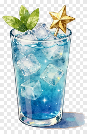 Refreshing Drink In A Glass With Ice And A Star Decoration PNG