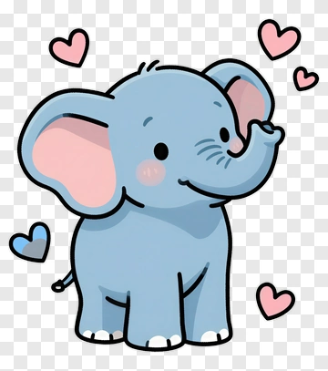 Cartoon Elephant Surrounded By Hearts PNG