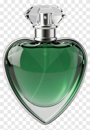 Heart-Shaped Green Perfume Bottle PNG