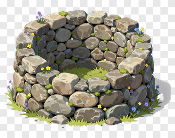 Stone Well Surrounded By Flowers PNG