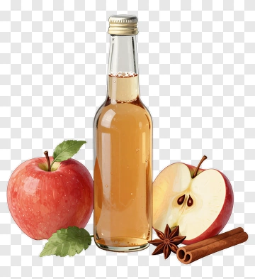 Apple Juice Bottle With Fresh Apples And Cinnamon Sticks PNG