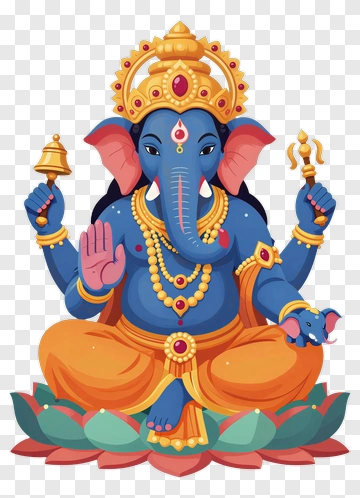 Colorful Ganesh Sitting On A Lotus PNG