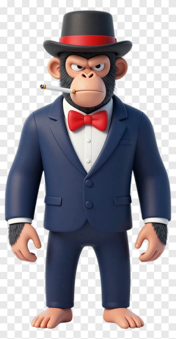 3D Monkey In A Suit With A Bow Tie PNG