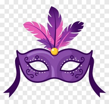 Purple Carnival Mask With Feathers PNG
