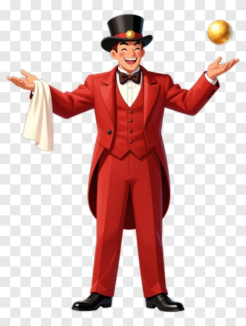 Cartoon Magician Performing A Trick PNG