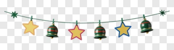 Colorful Christmas Garland With Bells And Stars PNG