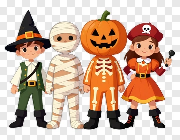 Halloween Costumed Children PNG