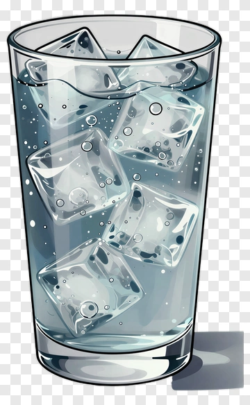 Glass Of Water With Ice Cubes PNG