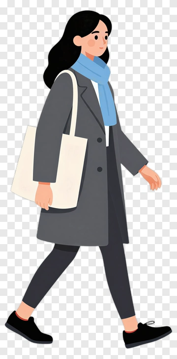Woman Walking With A Tote Bag PNG