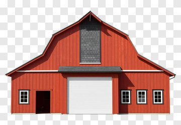 Red Barn With Open Garage Door PNG