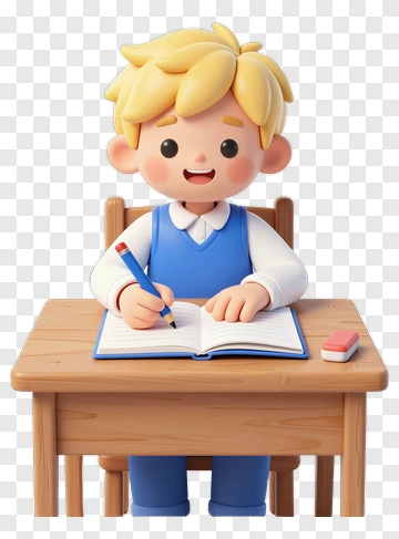 3D Boy Writing In Notebook PNG