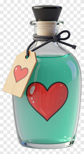 Love Potion Bottle With Heart Tag PNG