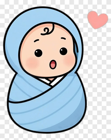 Cartoon Baby Wrapped In A Blue Blanket PNG